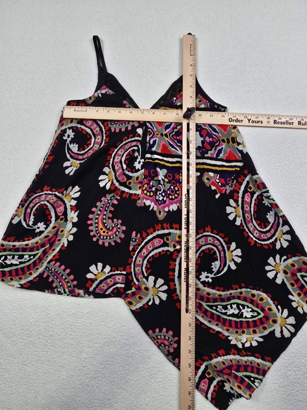 Anthropologie HD In Paris Paisley Handkerchief Hem 100% Silk Top Size 0 - Picture 5 of 5